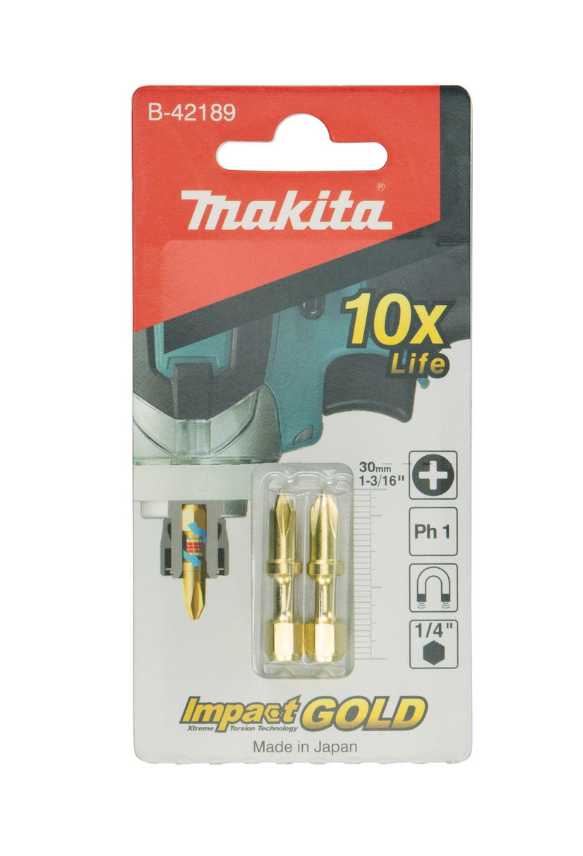 Бита Impact Gold Shorton PH1, 30 мм, E-form (MZ), 2 шт Makita B-42189