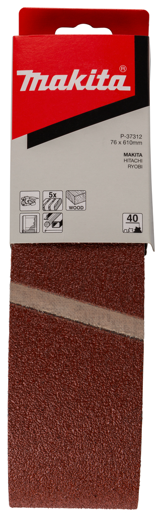 Лента шлифовальная 76х610 мм, P40, 5 шт Makita P-37312