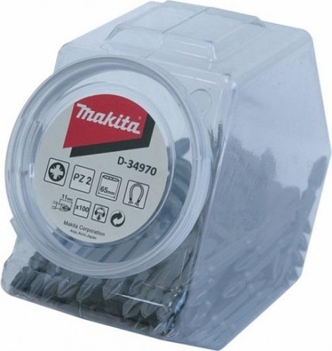 Бита двусторонняя PZ2, 65 мм, E-form (MZ), 100 шт, банка Makita D-34970
