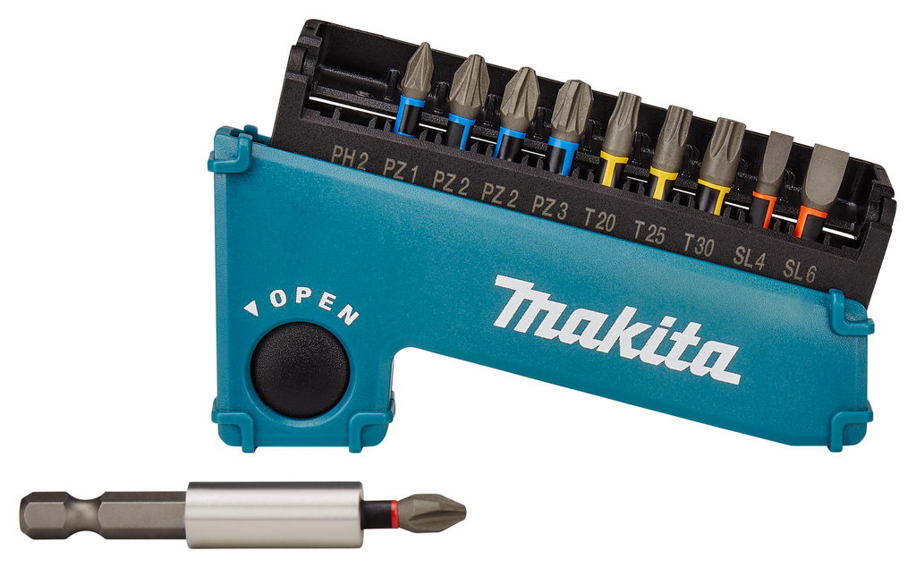 Набор ударных бит Impact Premier 25 мм 11 шт (PH, PZ, TORX, SL) + держатель Makita E-03573 Набор ударных бит Impact Premier 25 мм 11 шт (PH, PZ, TORX, SL) + держатель Makita E-03573