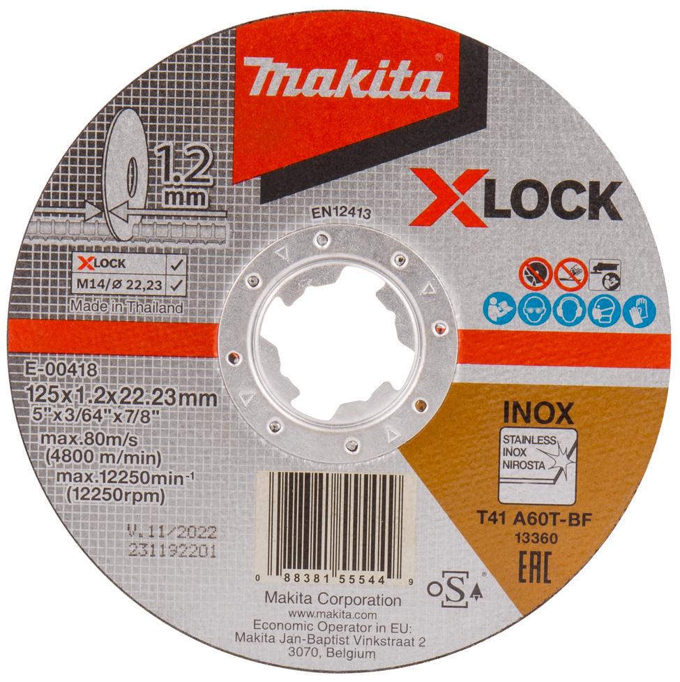 Абразивный отрезной диск X-LOCK для стали плоский А60T 125х1,2х22,23 Makita E-00418 Абразивный отрезной диск X-LOCK для стали плоский А60T 125х1,2х22,23 Makita E-00418