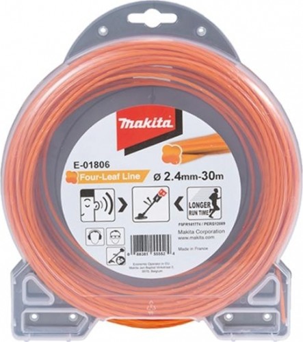 Триммерная леска спиральная "Клевер" 2.4 мм x 30 м Makita E-01806 Триммерная леска спиральная "Клевер" 2.4 мм x 30 м Makita E-01806