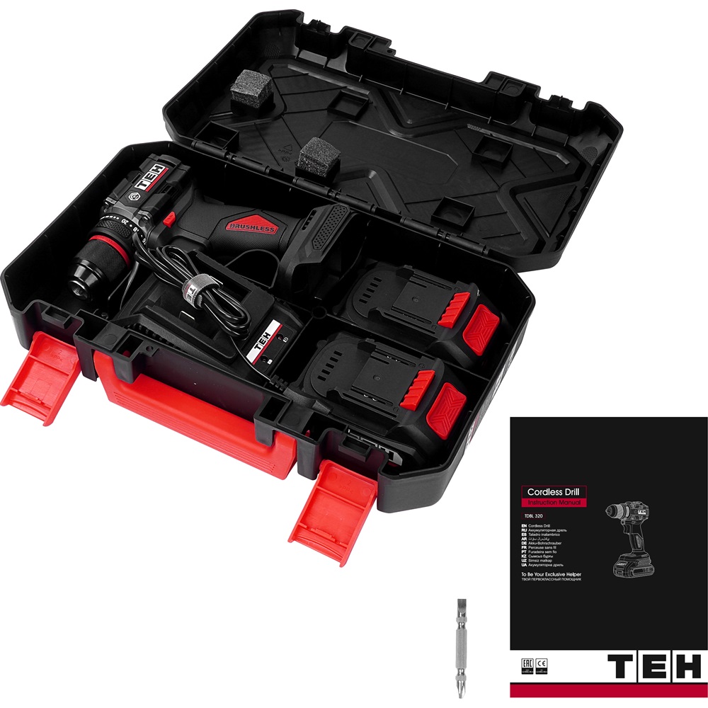 Дрель аккумуляторная 20V TEH TDBL320-2B