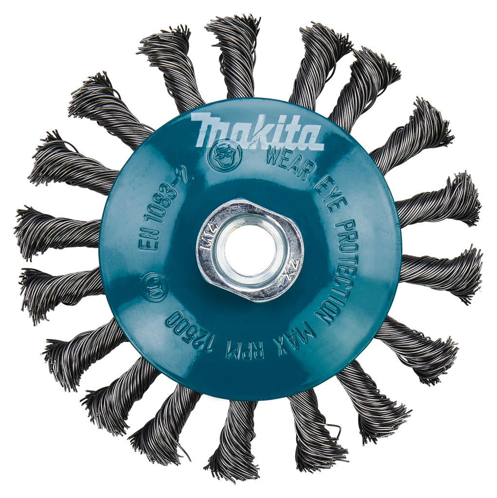 Щетка проволочная конусная (115 мм, толщина проволоки 0,5 мм, M14x2) Makita D-39883 Щетка проволочная конусная (115 мм, толщина проволоки 0,5 мм, M14x2) Makita D-39883