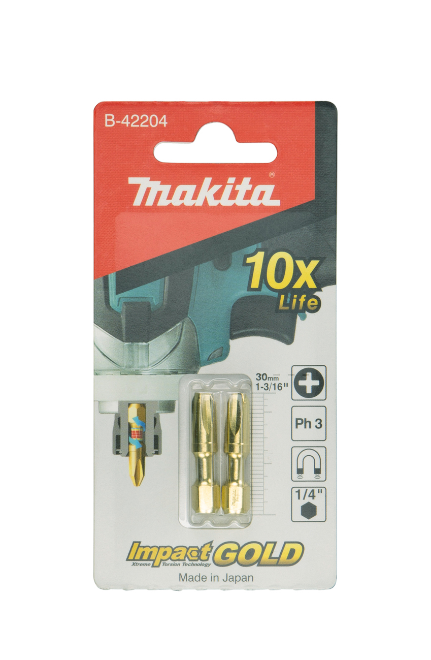 Бита Impact Gold Shorton PH3, 30 мм, E-form (MZ), 2 шт Makita B-42204