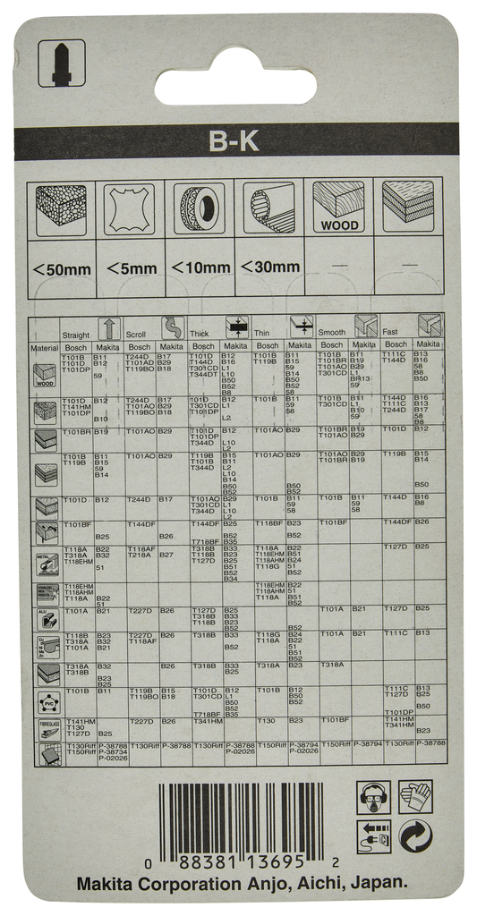 Лобзиковая пилка для резины В-К, 5 шт Makita A-80416