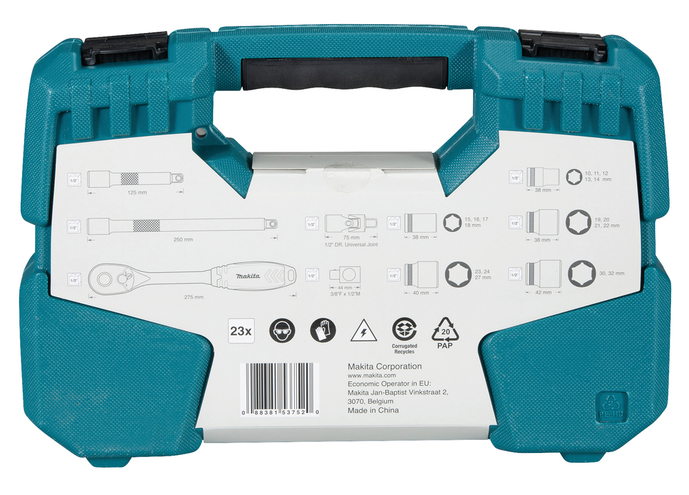 Набор ключей и головок 23 предмета 1/2" Makita B-65589