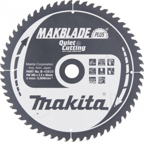 Пильный диск для дерева 305X30X1.8X80T MAKBLADE PLUS Makita B-43810