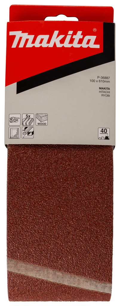 Лента шлифовальная 100х610 мм, K40, 5 шт Makita P-36887