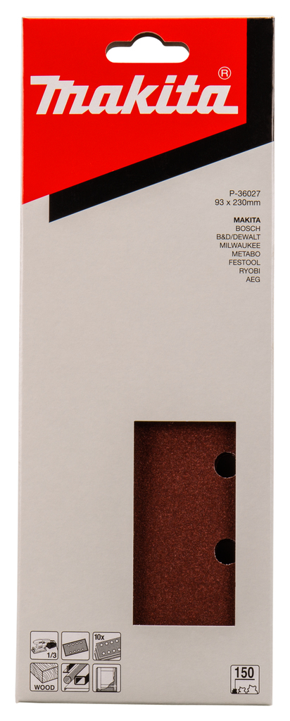 Бумага шлифовальная 93x230 мм, P150, 10 шт Makita P-36027