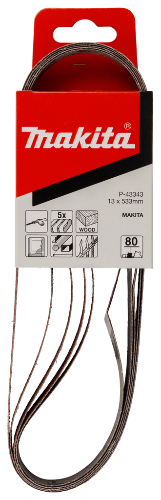 Лента шлифовальная 13х533 мм, P80, 5 шт Makita P-43343