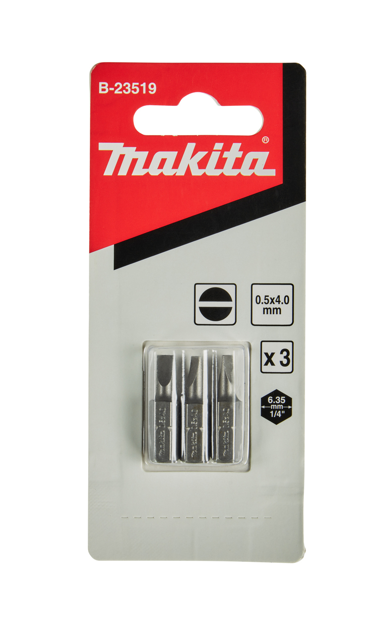 Бита Slotted SL0.5X4.0, 25 мм, C-form 3 шт Makita B-23519