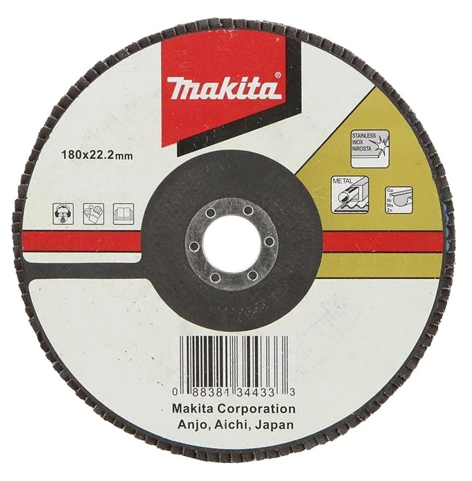 Лепестковый шлифовальный диск С80, 180 мм, стекловолокно, плоский Makita D-28553 Лепестковый шлифовальный диск С80, 180 мм, стекловолокно, плоский Makita D-28553