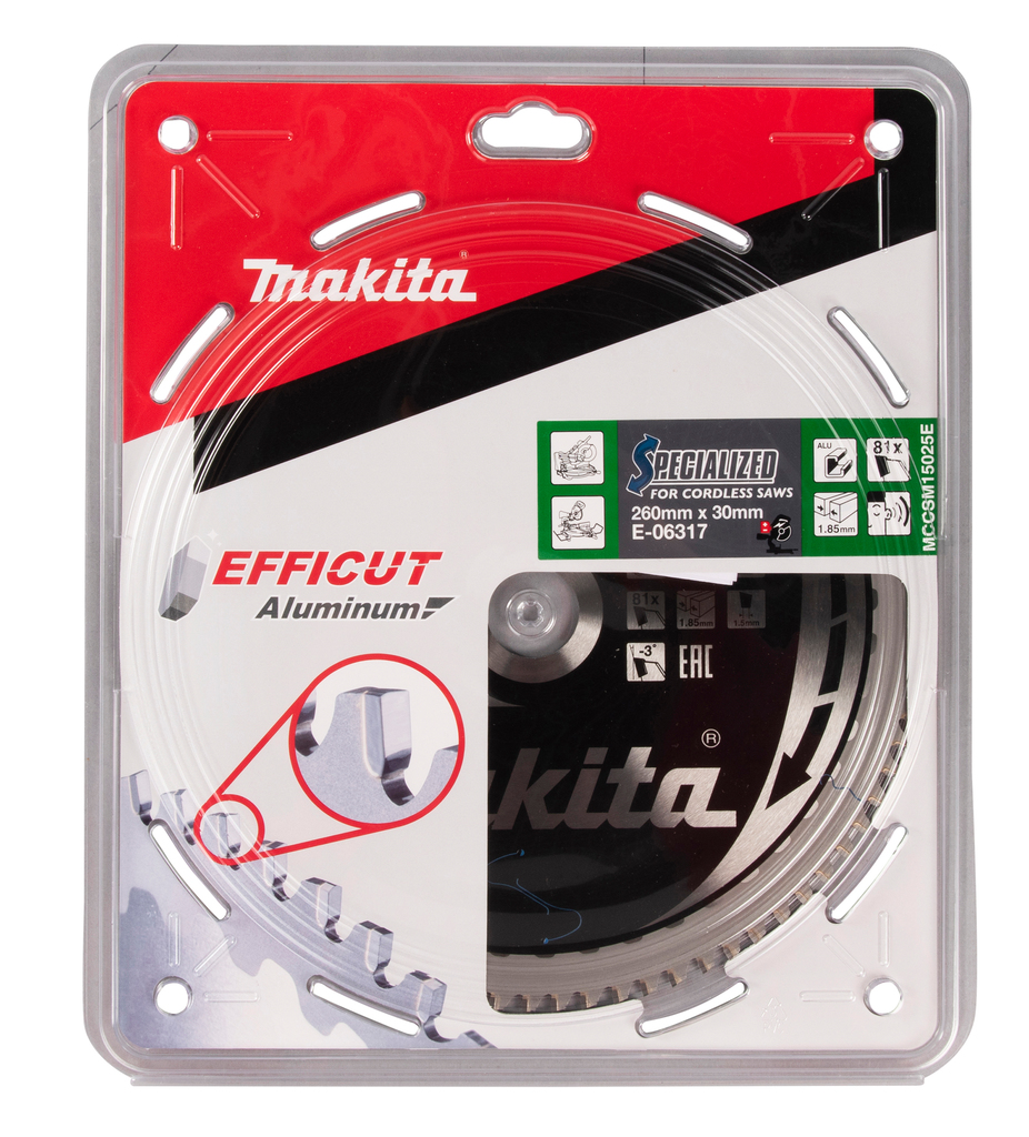 Пильный диск по алюминию EFFICUT 260X30X81T Makita E-06317