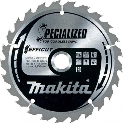 Пильный диск для аккумуляторных пил по дереву EFFICUT 165X20X1.0X25T Makita B-62979 Пильный диск для аккумуляторных пил по дереву EFFICUT 165X20X1.0X25T Makita B-62979