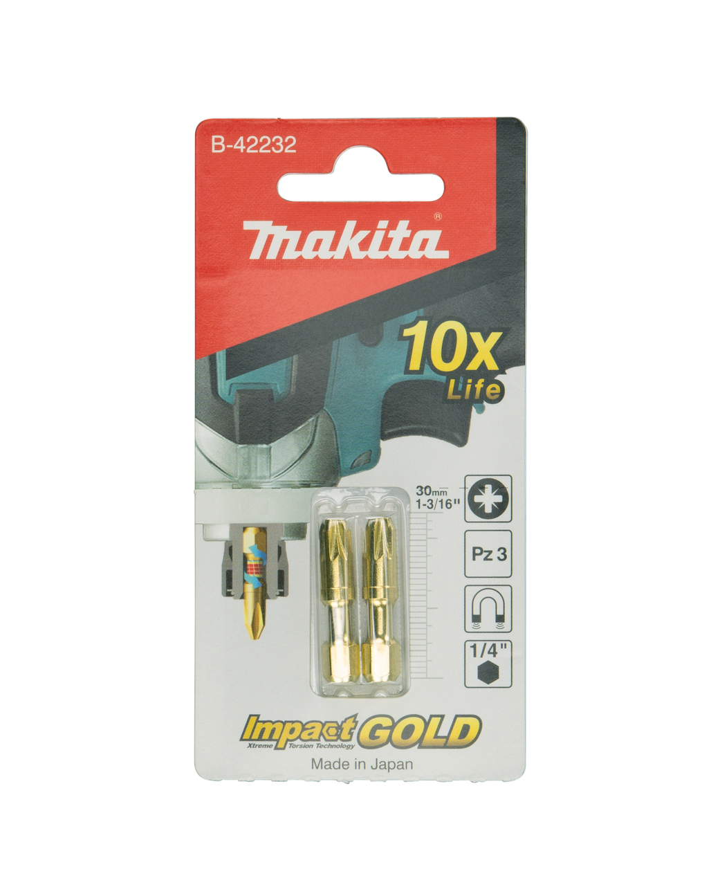 Бита Impact Gold Shorton PZ3, 30 мм, E-form (MZ), 2 шт. Makita B-42232