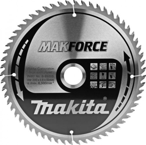 Пильный диск для дерева 235X30X1.8X60T MAKFORCE Makita B-35215