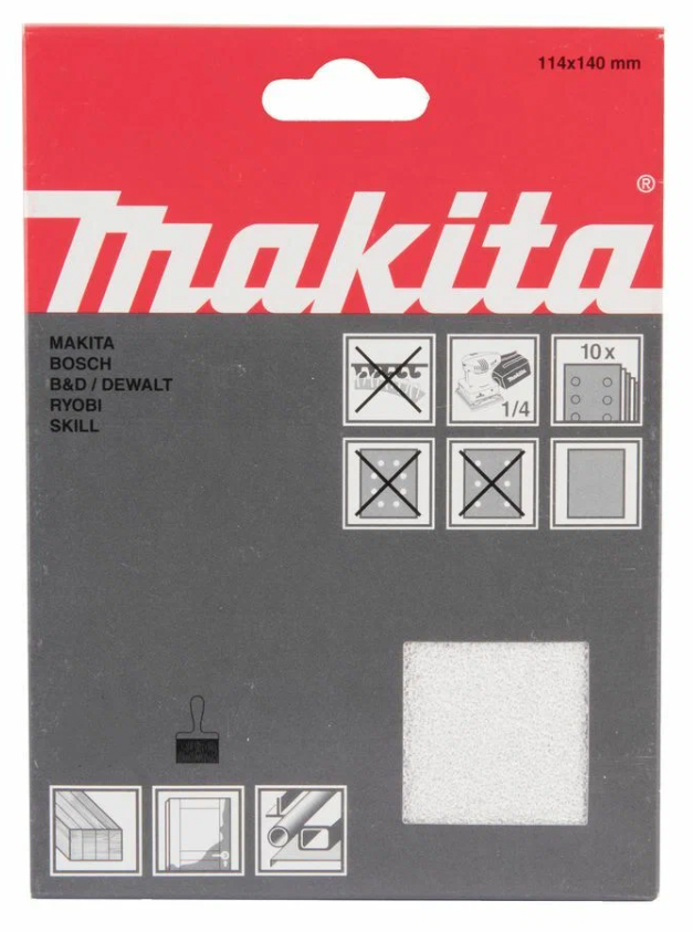 Шлифовальная бумага 114х140 мм, K120, белая, 10 шт Makita P-36550