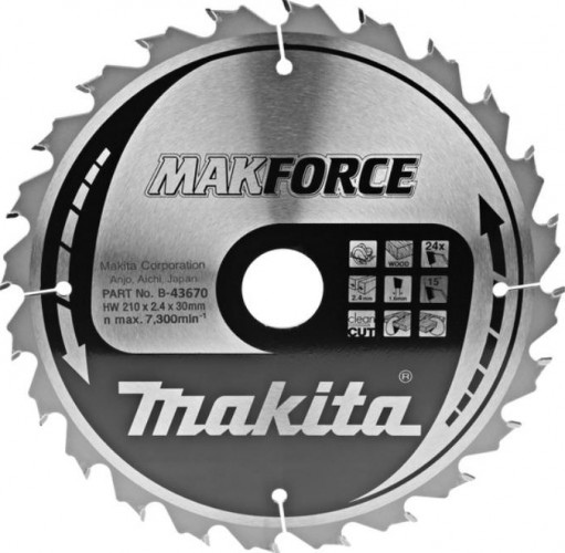 Пильный диск для дерева 210X30X1.6X24T MAKFORCE Makita B-43670