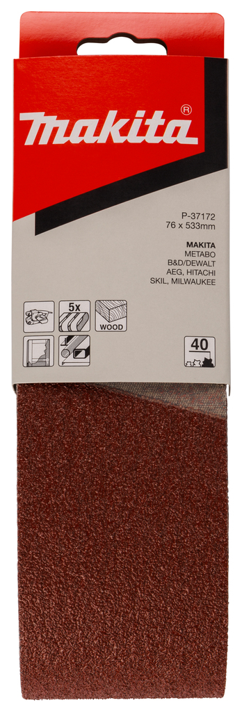 Лента шлифовальная 76х533 мм, P40, 5 шт Makita P-37172