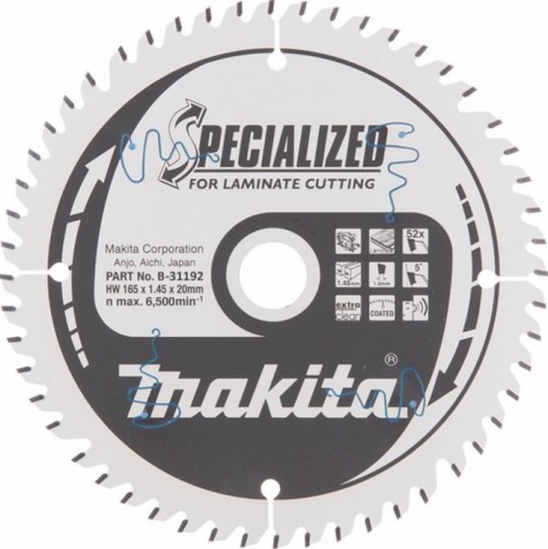 Пильный диск для аккумуляторных пил по ламинату 165X20X1.0X52T Makita B-31192 Пильный диск для аккумуляторных пил по ламинату 165X20X1.0X52T Makita B-31192