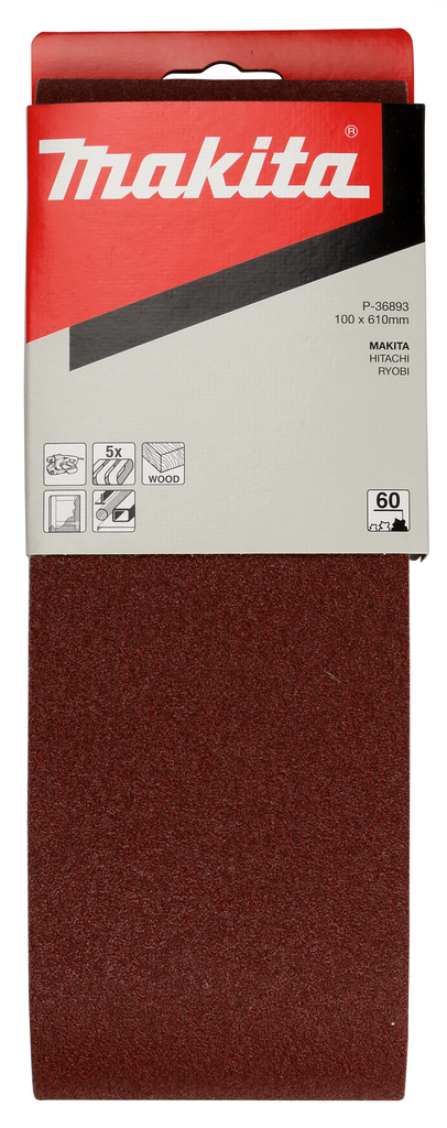Лента шлифовальная 100х610 мм, K60, 5 шт Makita P-36893