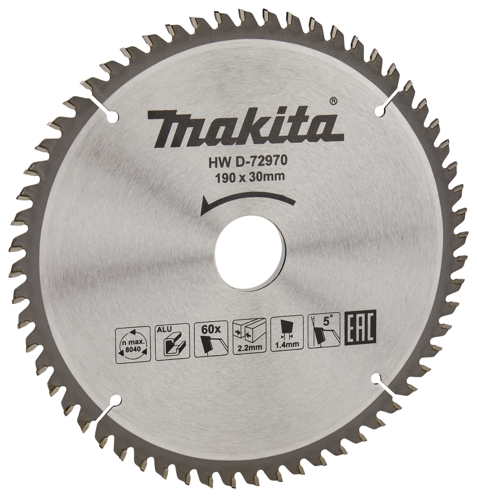 Пильный диск для алюминия 190x30/20x1.4x60T Makita D-72970