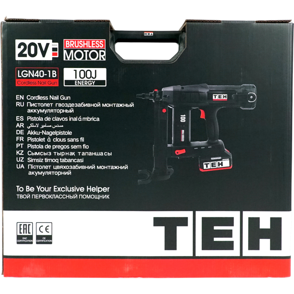 Пистолет гвоздезабивной монтажный аккумуляторный 20V TEH LGN40-1B