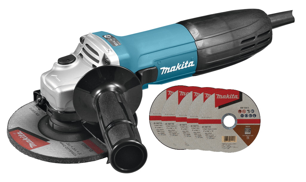 Сетевая болгарка 125 мм 720 Вт с набором дисков Makita GA5030RX9