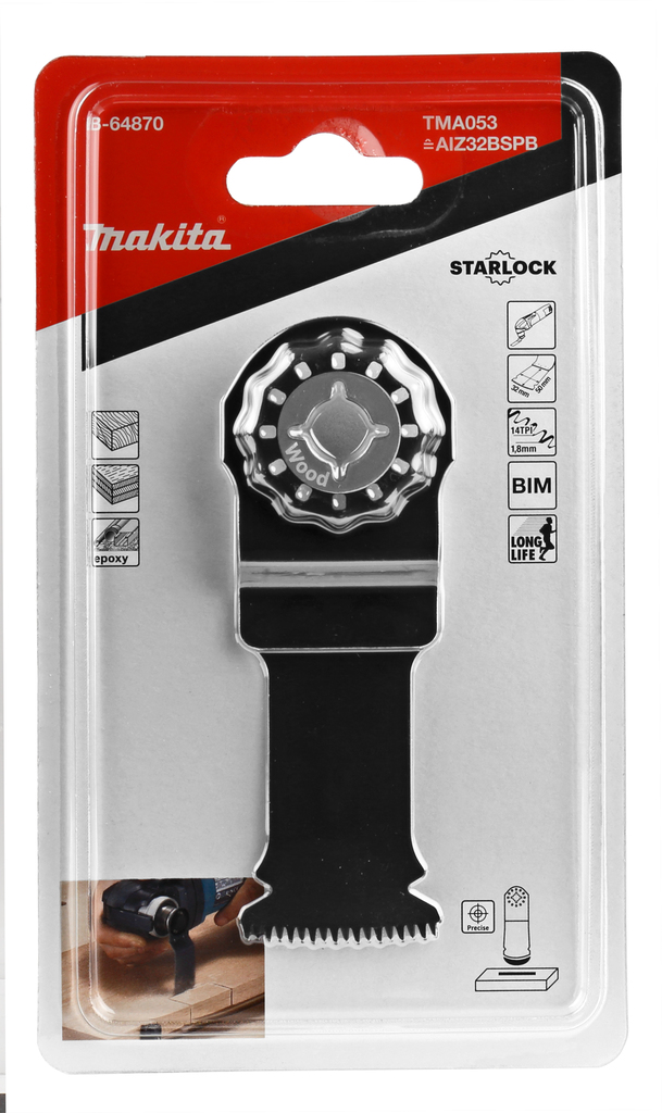 Полотно пильное по твердому дереву 32×50 мм 14TPI STARLOCK Makita TMA053 (B-64870)