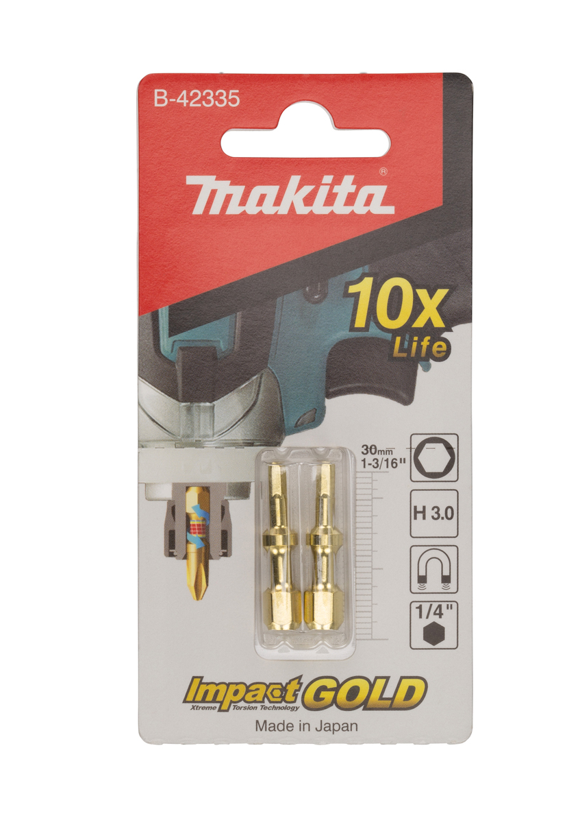 Бита Impact Gold ShorTon HEX3.0, 30 мм, E-form (MZ) 2 шт Makita B-42335