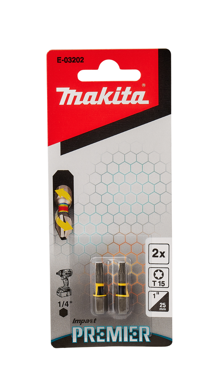 Насадка Impact Premier T15, 25 мм, C-form, 2 шт Makita E-03202