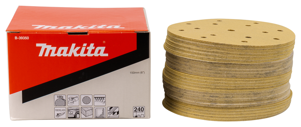 Шлифовальная бумага 150 мм, K240, универсальная, 100 шт Makita B-39350