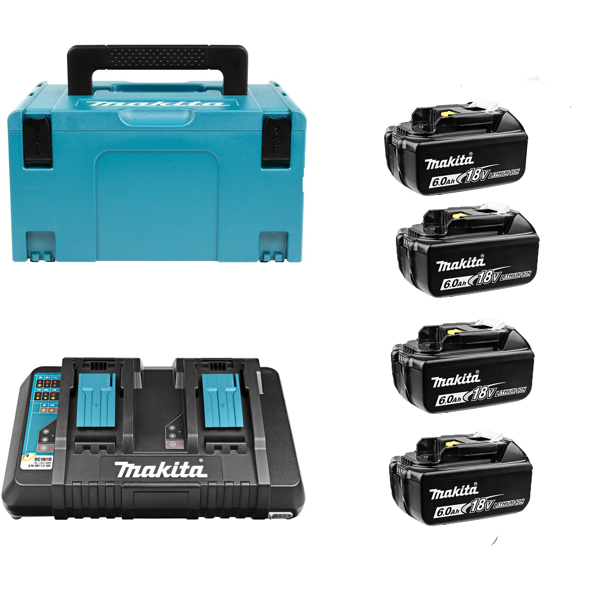 Набор PSK LXT DC18RD + BL1860B - 4 шт Makita MKP3PG184 (198094-8) Набор PSK LXT DC18RD + BL1860B - 4 шт Makita MKP3PG184 (198094-8)