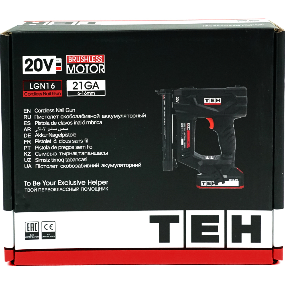 Пистолет скобозабивной аккумуляторный 20V (без АКБ и ЗУ) TEH LGN16