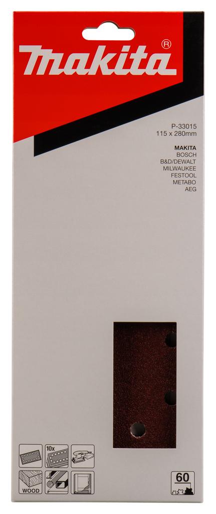 Бумага шлифовальная 115х280 мм, P60, 10 шт Makita P-33015