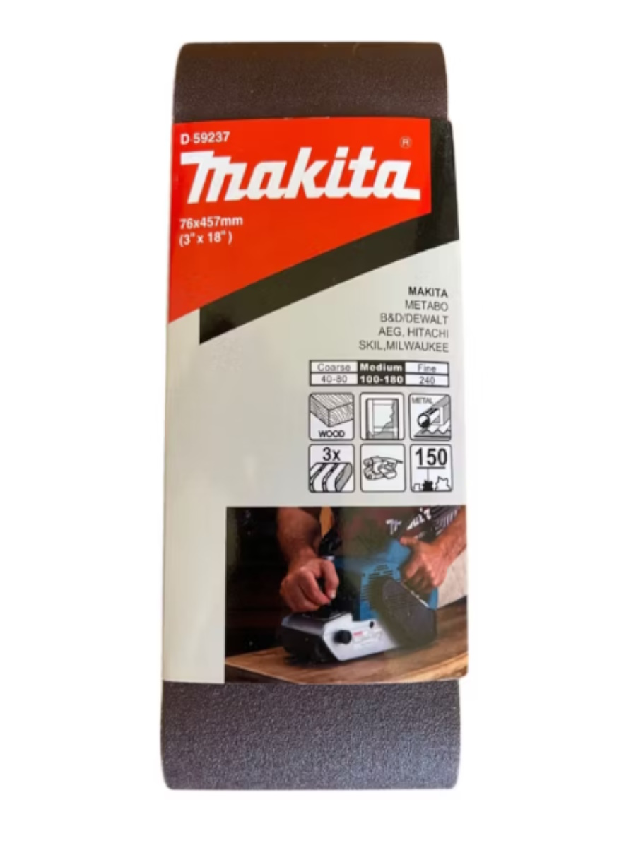 Лента шлифовальная 76х457 мм, A150, 3 шт Makita D-59237 Лента шлифовальная 76х457 мм, A150, 3 шт Makita D-59237
