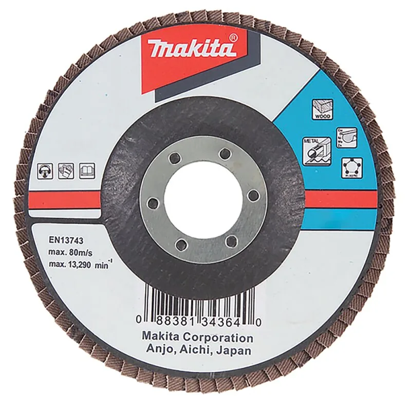 Лепестковый шлифовальный диск 180 мм А40 угловой Makita D-27137