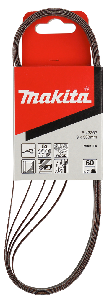 Лента шлифовальная 9х533 мм, P60, 5 шт Makita P-43262