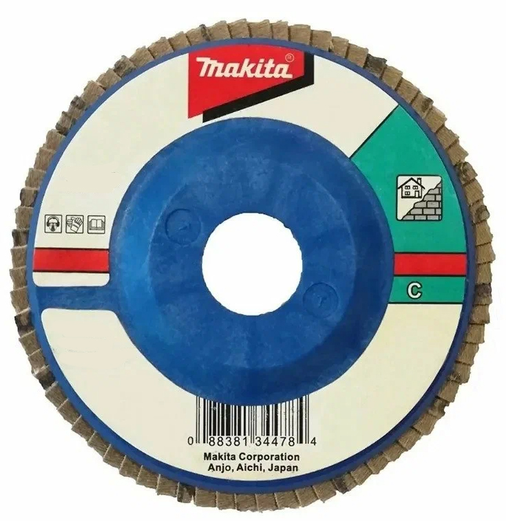 Лепестковый шлифовальный диск C120, 115 мм, нейлон, плоский Makita D-28189 Лепестковый шлифовальный диск C120, 115 мм, нейлон, плоский Makita D-28189