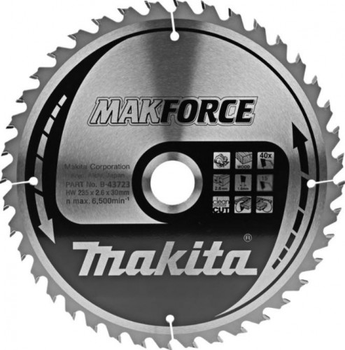 Пильный диск для дерева 235X30X1.6X40T MAKFORCE Makita B-43723 Пильный диск для дерева 235X30X1.6X40T MAKFORCE Makita B-43723