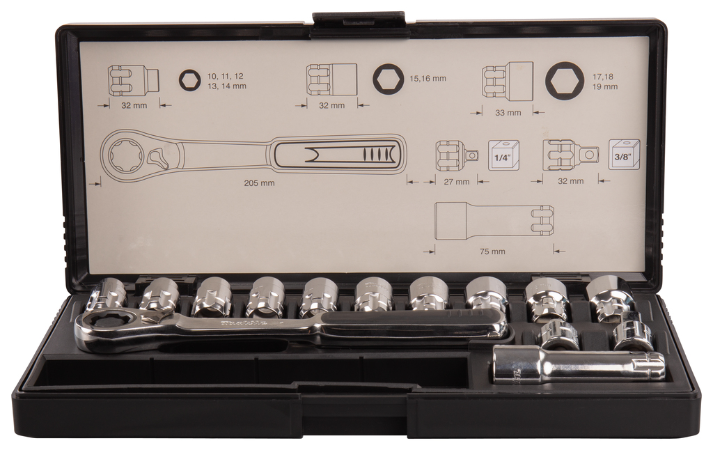 Набор ключей и проходных головок 14 предметов Makita B-65595