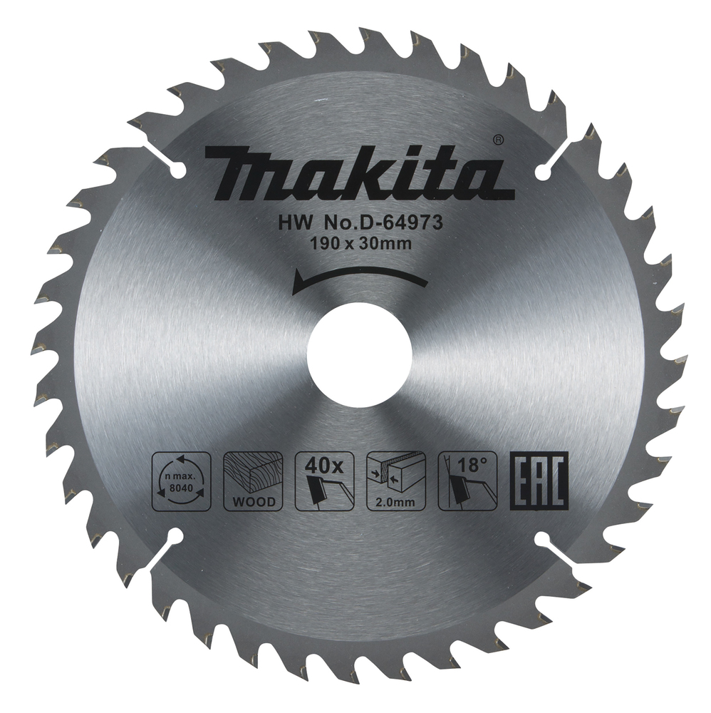 Пильный диск для дерева 190X30X1.3X40T STANDART Makita D-64973 Пильный диск для дерева 190X30X1.3X40T STANDART Makita D-64973