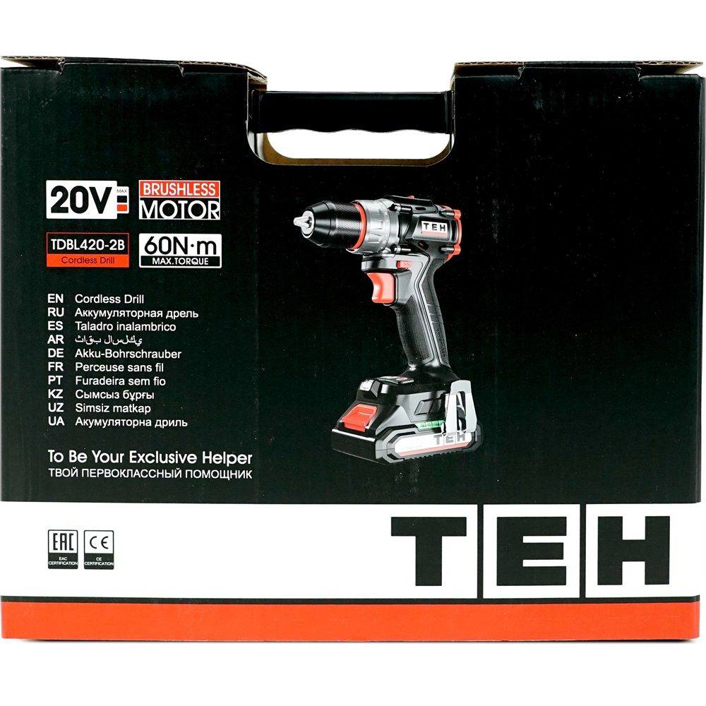 Дрель аккумуляторная 20V TEH TDBL420-2B