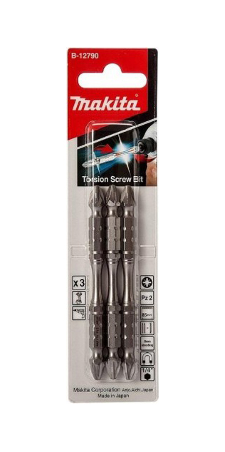 Биты двусторонние Silver Torsion PZ2, 85 мм, E-form (MZ), 3 шт Makita B-12790