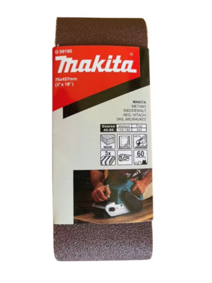 Лента шлифовальная 76х457 мм, A60, 3 шт Makita D-59190 Лента шлифовальная 76х457 мм, A60, 3 шт Makita D-59190