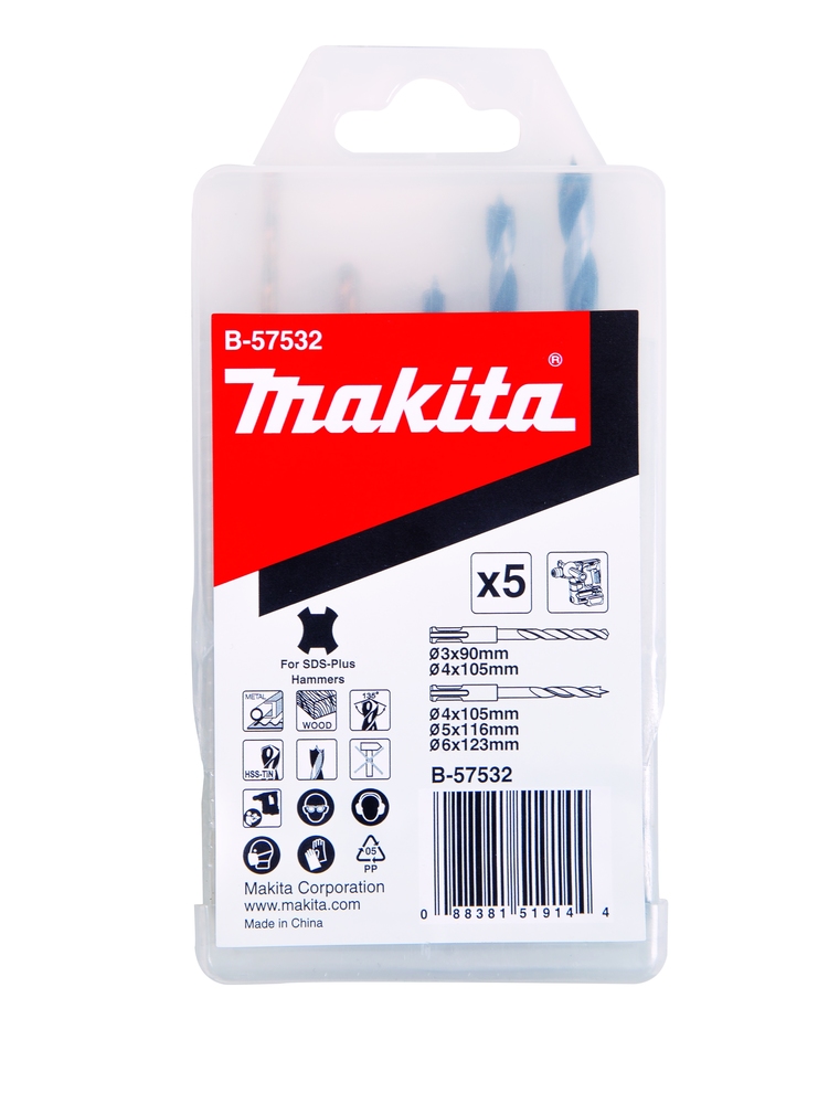 Набор сверл (дерево/металл) под SDS PLUS 5 шт Makita B-57532