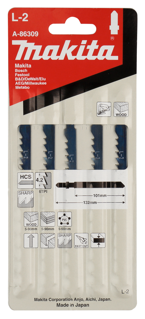 Пилки для лобзика 5 шт L-2 Makita A-86309