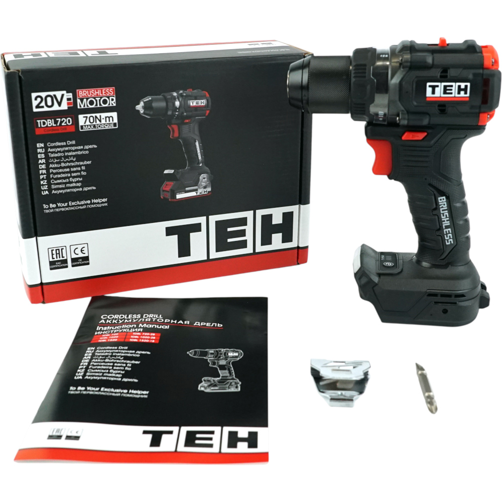 Дрель аккумуляторная 20V (без АКБ и ЗУ) TEH TDBL720