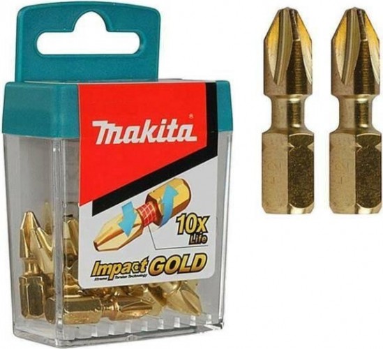 Набор насадок Impact Gold PZ2, 25 мм, C-form (10 шт в наборе, в упаковке 10 наборов) Makita B-39534-